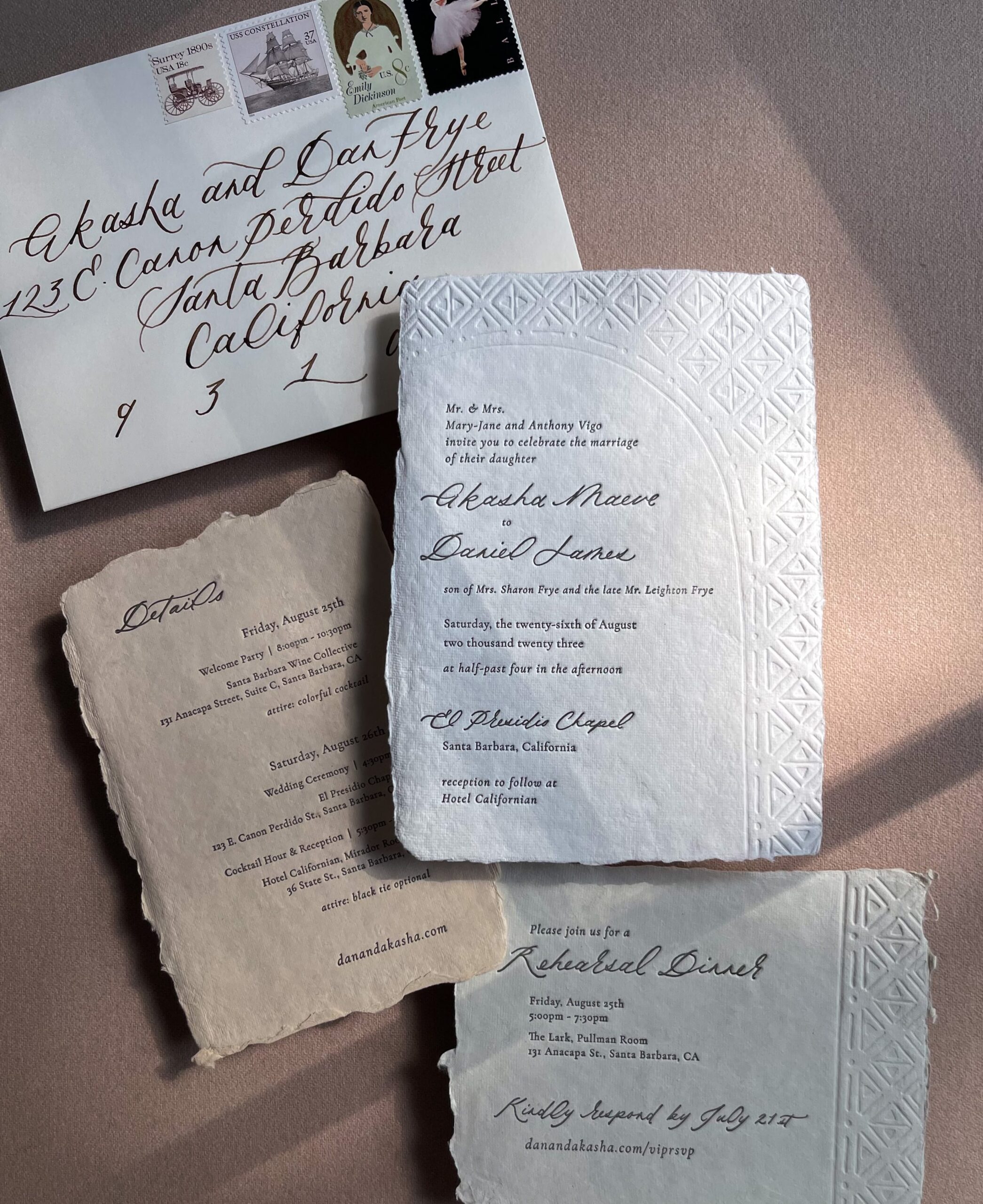 Letterpress Wedding Invitations for a Santa Barbara Wedding