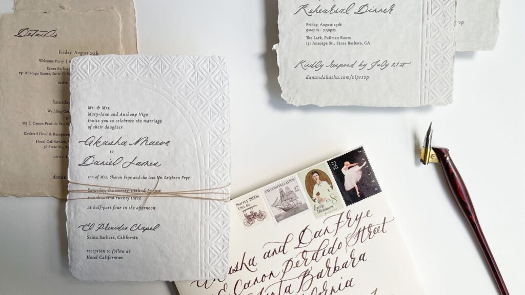 letterpress wedding invitations for a Santa Barbara summer wedding
